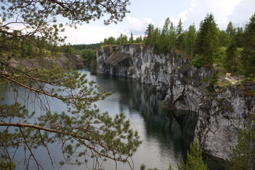 Wall Mural - Russia Karelia Ruskeala landscape on a sunny summer day