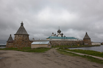 Sticker - Russia Arkhangelsk region Solovetsky monastery on a cloudy summer day