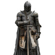© nsit0108 - Medieval knight wearing full battle armor is standing and holding a sword