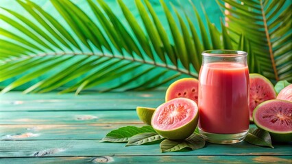 Pink Guava Juice Background with Refreshing Tropical Summer Vibes for Mockups