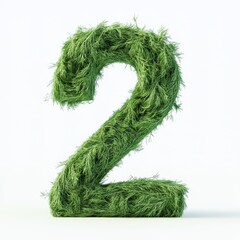 3D number 2 with dill texture realistic modern design, soft lighting, white background. 