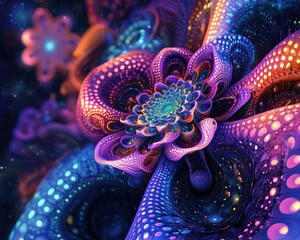 Poster - vibrant fractal illumination digital art designed for imaginative graphic applications