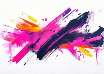 Poster - hand drawn abstract art featuring fuchsia on a white background graffiti inspired dirty art with col