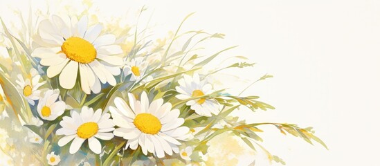 Canvas Print - Painting of vibrant daisy flower on a white backdrop