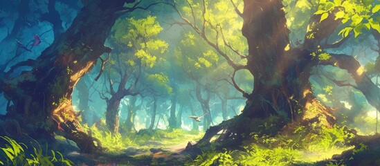 Wall Mural - Captivating artwork showcasing the stunning beauty of a forest landscape