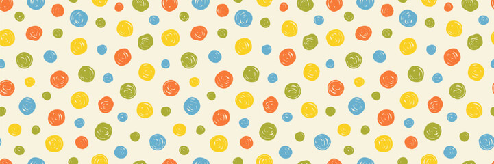 Wall Mural - seamless pattern of hand drawn, simple and freehand spots and circles, vector background wallpaper p