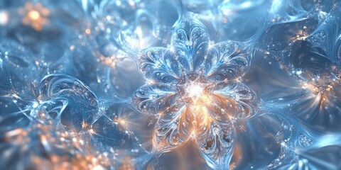 Wall Mural - Abstract fractal background featuring a snowflake in a computer generated design Stunning visuals for wallpaper and creative graphic projects