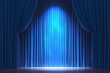 Wall Mural - Blue curtains with spotlights or flashes