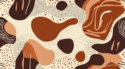 Wall Mural - Brown seamless pattern featuring abstract shapes