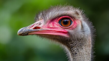 A close-up photo of an ostrich's head.