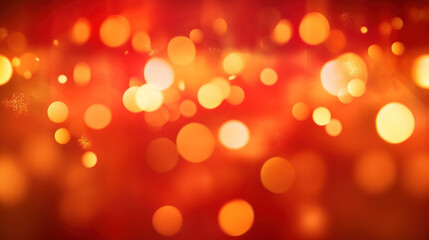 Wall Mural - Blur bookeh gold lights or flashes on a scarlet color background