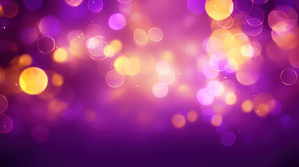 Wall Mural - Blur bookeh gold lights or flashes on a vivid purple color background