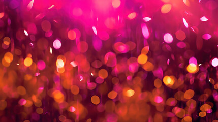 Wall Mural - Blur bookeh gold lights or flashes on a vivid magenta color background