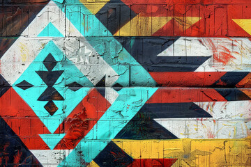 Poster - A colorful mural with a geometric design