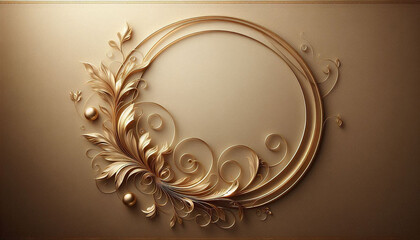 Wall Mural - golden frame with floral ornament