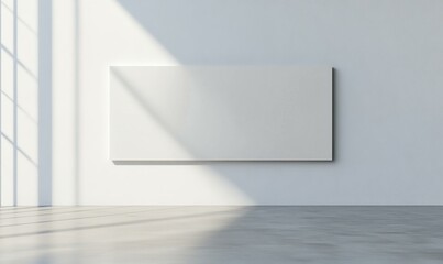 Poster - Blank canvas on white wall with sunlight.