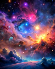 Wall Mural - rinbow nebula clouds in space