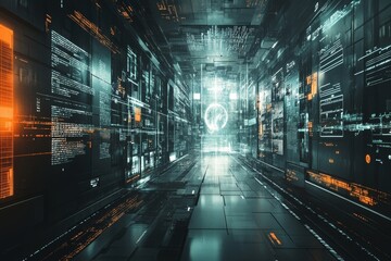 Aufkleber - Digital Data Tunnel: A Futuristic Journey Through Code