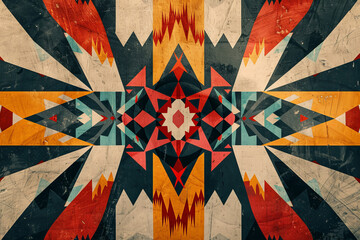 Poster - A colorful abstract painting with a geometric design