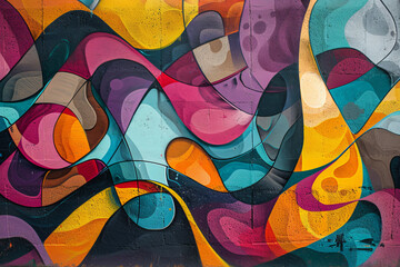 Wall Mural - A colorful abstract painting with a lot of different colors and shapes