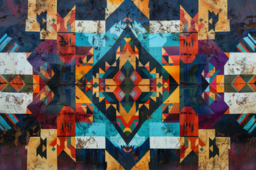 Poster - A colorful abstract painting with a geometric design