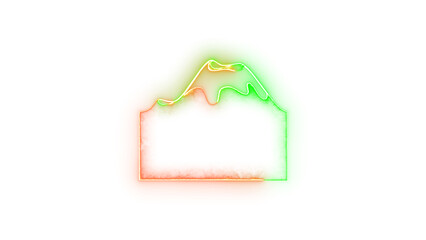 Mountain symbol icon neon glow on transparent background brown green color