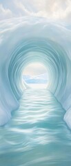 Canvas Print - a blue and white image of a tunnel in the middle of a body of water