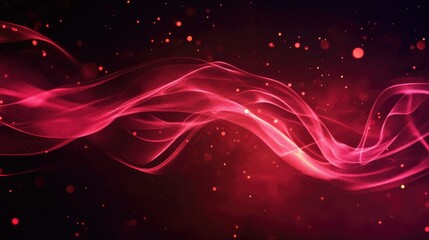 Wall Mural - Line art illustration depicting red smoke illuminated against a dark background