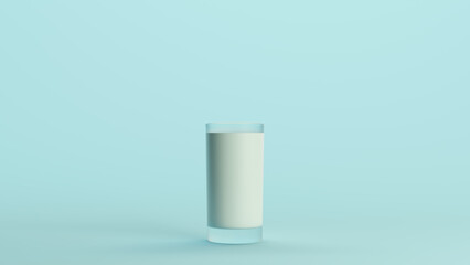 Highball glass cocktail glass milk white drink clear transparent clean blue monochrome pale blue background 3d illustration render digital rendering