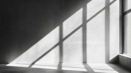 Poster - a close-up view highlights soft light cascading through a minimalist window, casting long shadows on