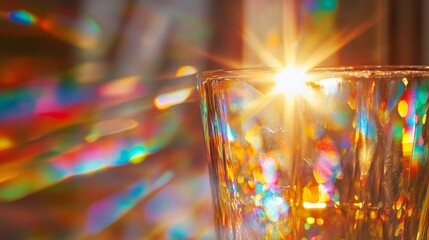 Poster - sunlight streams through iridescent glass, casting vibrant colors and playful light patterns across 