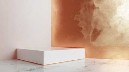 Wall Mural - Minimalist Product Display with Gold and White Background