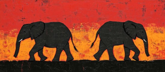 Wall Mural - Pair of African elephants strolling away