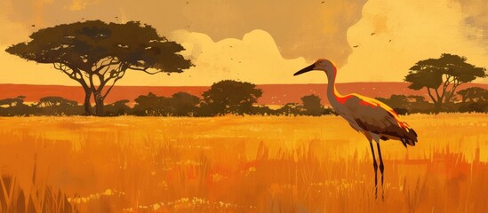 Wall Mural - Bird in an African safari setting