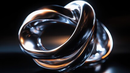 Sticker - A metallic 3D helix floating in a dark void, casting reflections of soft light.