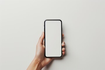 Hand Holding Smartphone with Blank Screen for App Design, Promotion, and Mockups