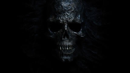 Wall Mural - Scary wall background with skull bones on the wall, horror texture for background