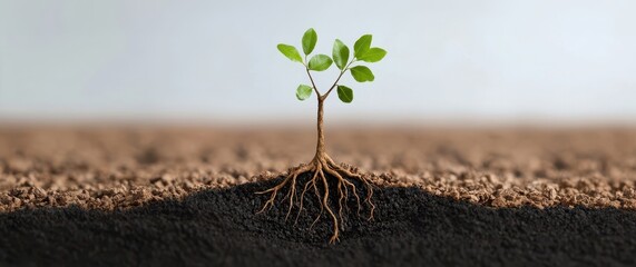 A small green plant emerges from rich soil, symbolizing growth, renewal, and the beauty of nature's resilience.