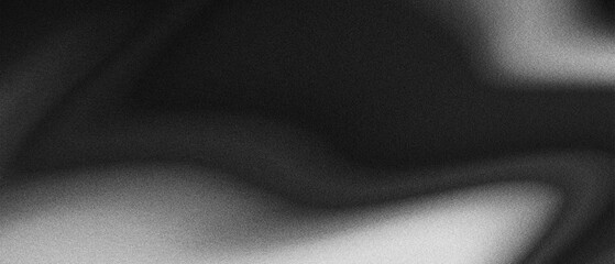 black and white abstract liquid flow gradient background with grainy noise texture, super wide websi