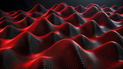 Poster - Technology modern background with connected dots on 3D wave landscape. Data science, particles, digital world, virtual reality, cyberspace, metaverse concept. . dots connected on the background 