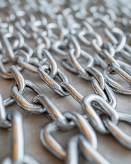 Poster - Aerial View of Symmetrical Silver Chains Creating Geometric Pattern with Bright Diffused Lighting