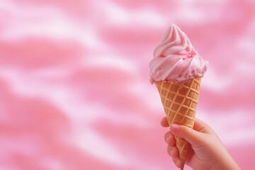 Delicious soft-serve ice cream in pastel colors, served in waffle cones, perfect for summer treats and dessert inspiration.. Beautiful simple AI generated image