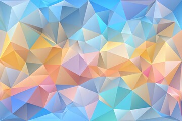 Poster - The image displays a mesmerizing pattern formed by abstract polygons in shades of blue orange and purple. Abstract colorful low poly background