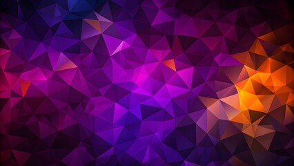 Poster - The image displays a mesmerizing pattern formed by abstract polygons in shades of blue orange and purple. Abstract colorful low poly background