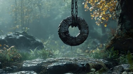 Canvas Print - Mystical Stone Circle Hanging in a Misty Forest