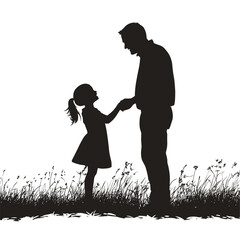 vector silhouette father with daughter on white background .generative ai