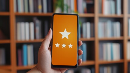 Poster - Smartphone screen showing one star rating, indicative of consumer dissatisfaction. A visual representation of digital feedback and consumer voices.
