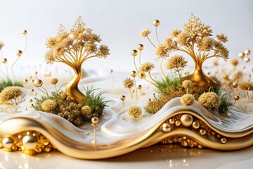 amazing background symbiosis of flowing acrylic paint and natural elements 