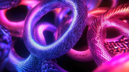 Sticker - Interwoven 3D torus shapes, each glowing with different neon colors.