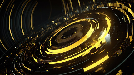 Poster - Technology abstract background with hud styled round interface elements in neon tech light.